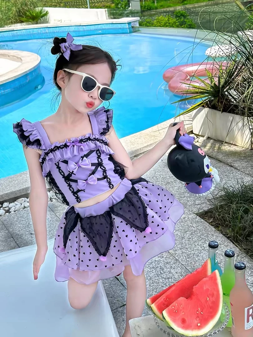 女童泳衣新款夏季2025小女孩分体宝宝游泳泳装儿童库洛米泳衣套装