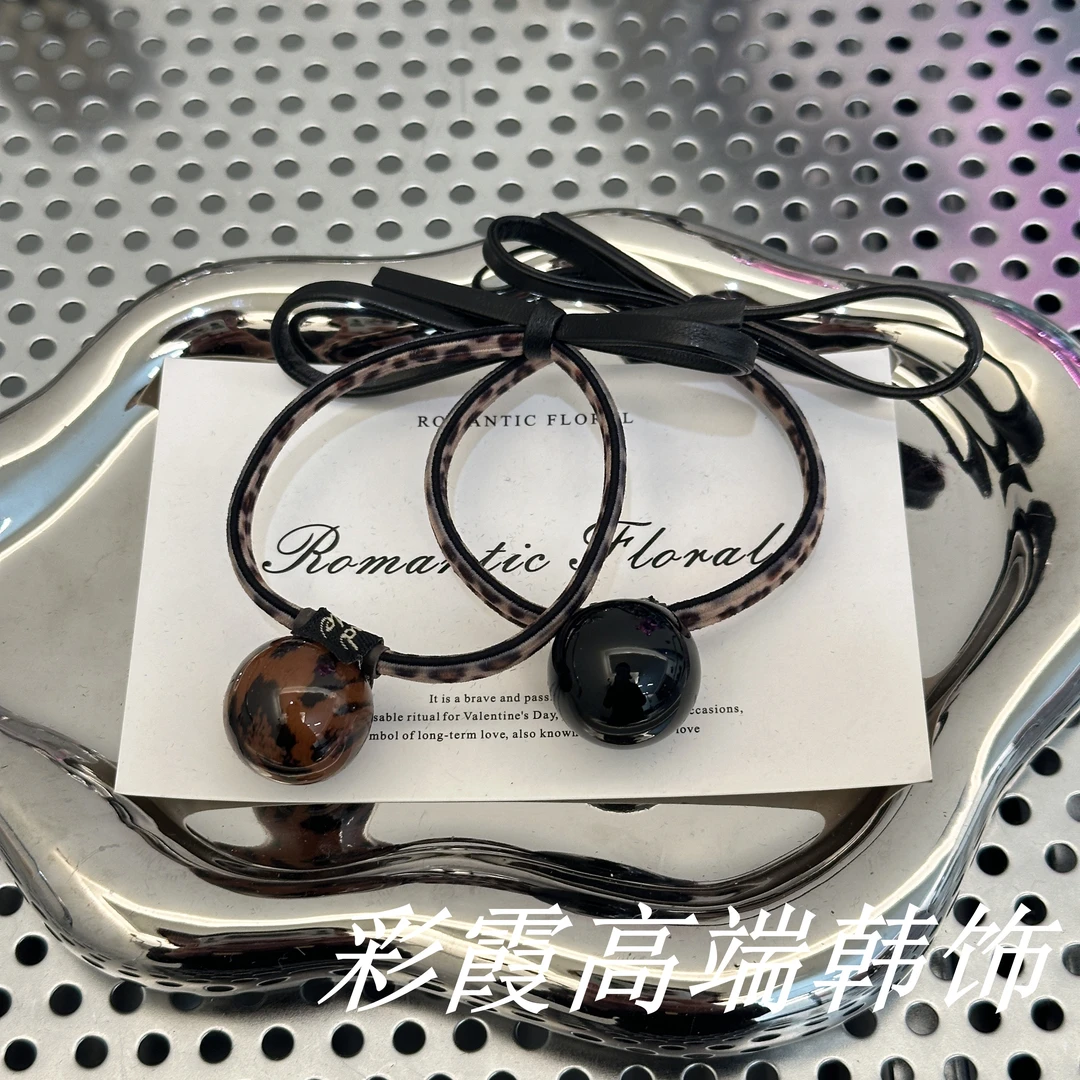 蝴蝶结玳瑁珠珠发绳319