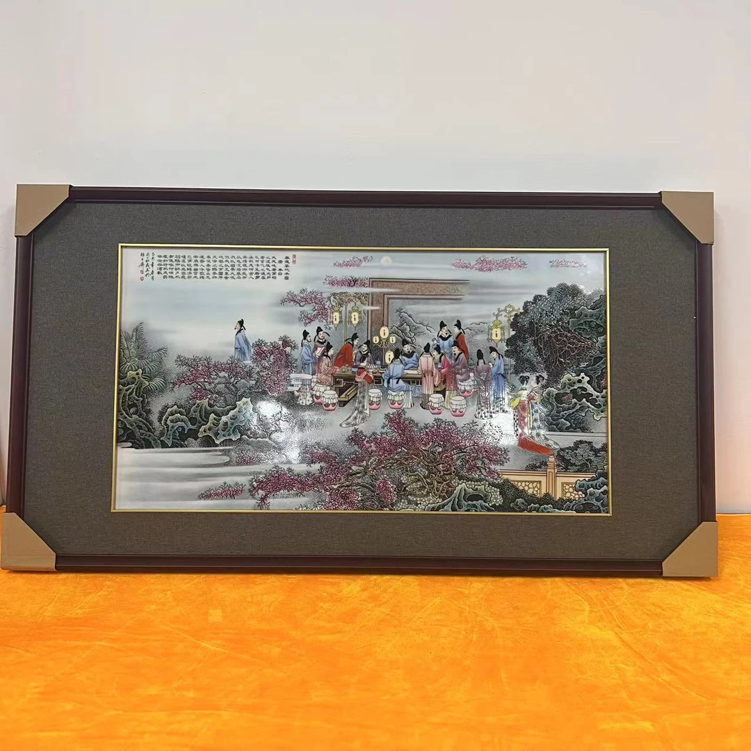 景德镇大师陶瓷作品 张松茂 春夜宴桃李瓷板画