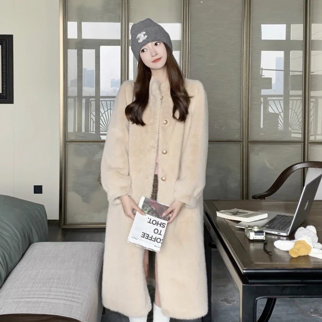 「LILI」2024『MINK』秋冬中长款气质时尚百搭简约女装毛毛外套-23045