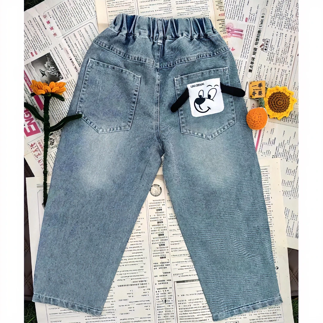 百搭牛仔裤童装男童夏季韩版裤子春夏女童宝宝薄款小童破洞夏款