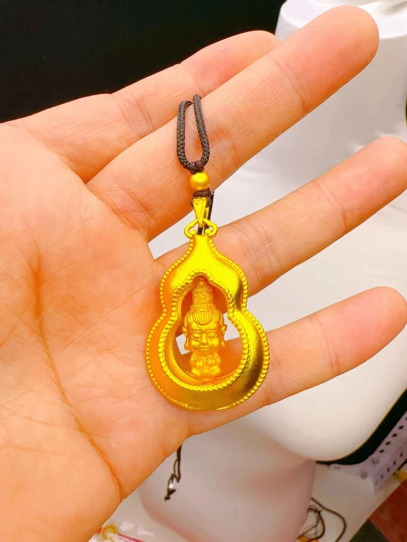 合金吊坠 高定精品葫芦宝宝佛可旋转吊坠项链（配黑绳吊坠绳）