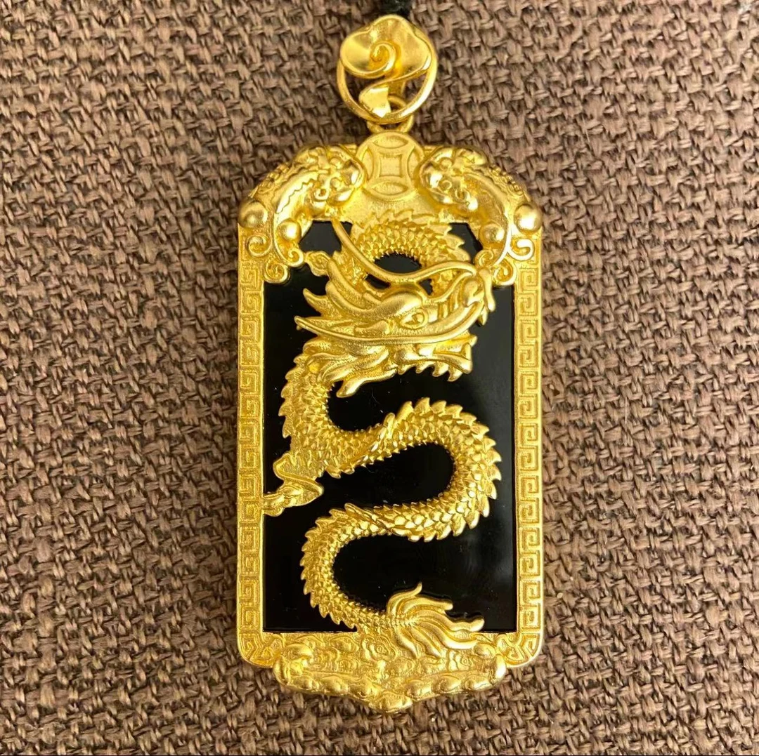 合金吊坠 时尚经典款黑色龙牌经典霸气威武吊坠大龙牌吊坠牌子