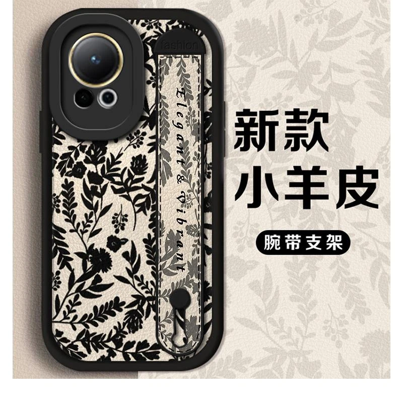 适用华为nova12手机壳nova12pro防摔保护套NOVA12女生线条黑影花