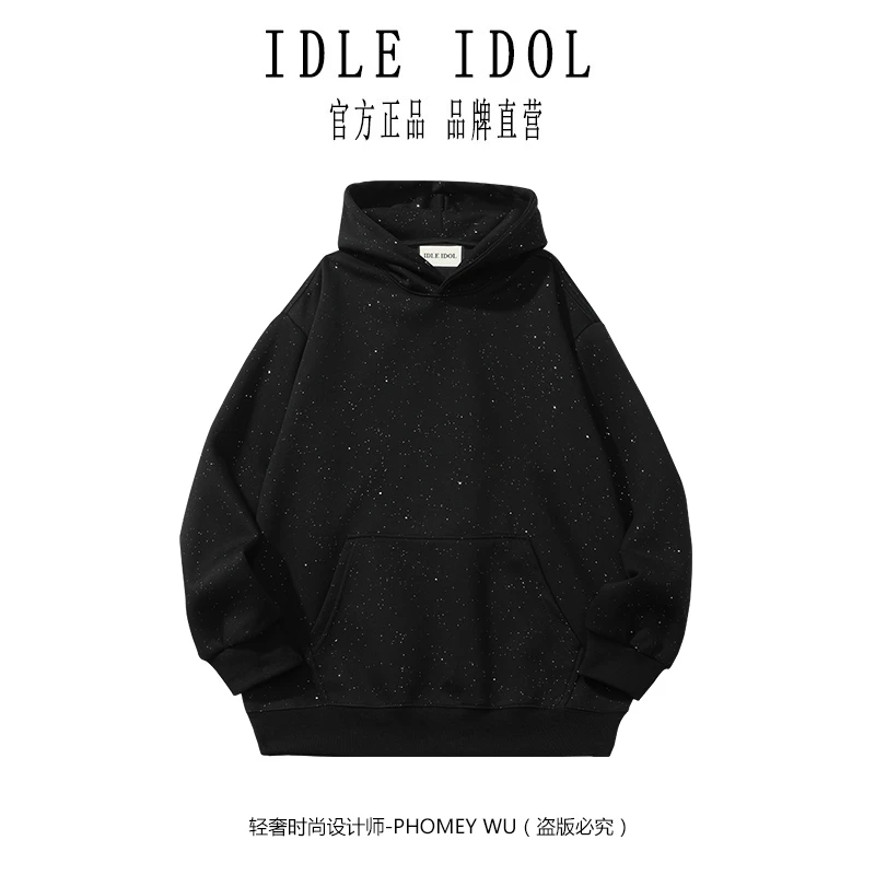 IDLE IDOL轻奢时尚百搭满天星连帽情侣款加绒宽松百搭设计师卫衣