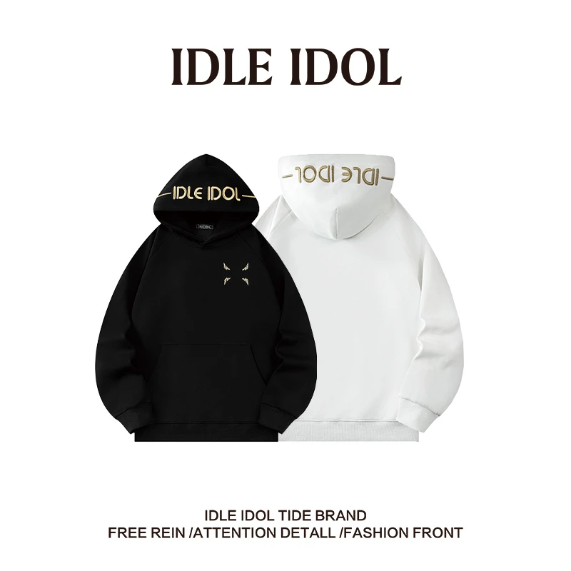 IDLE IDOL情侣款高街vibe套头时尚百搭长袖卫衣重工金丝刺绣宽松