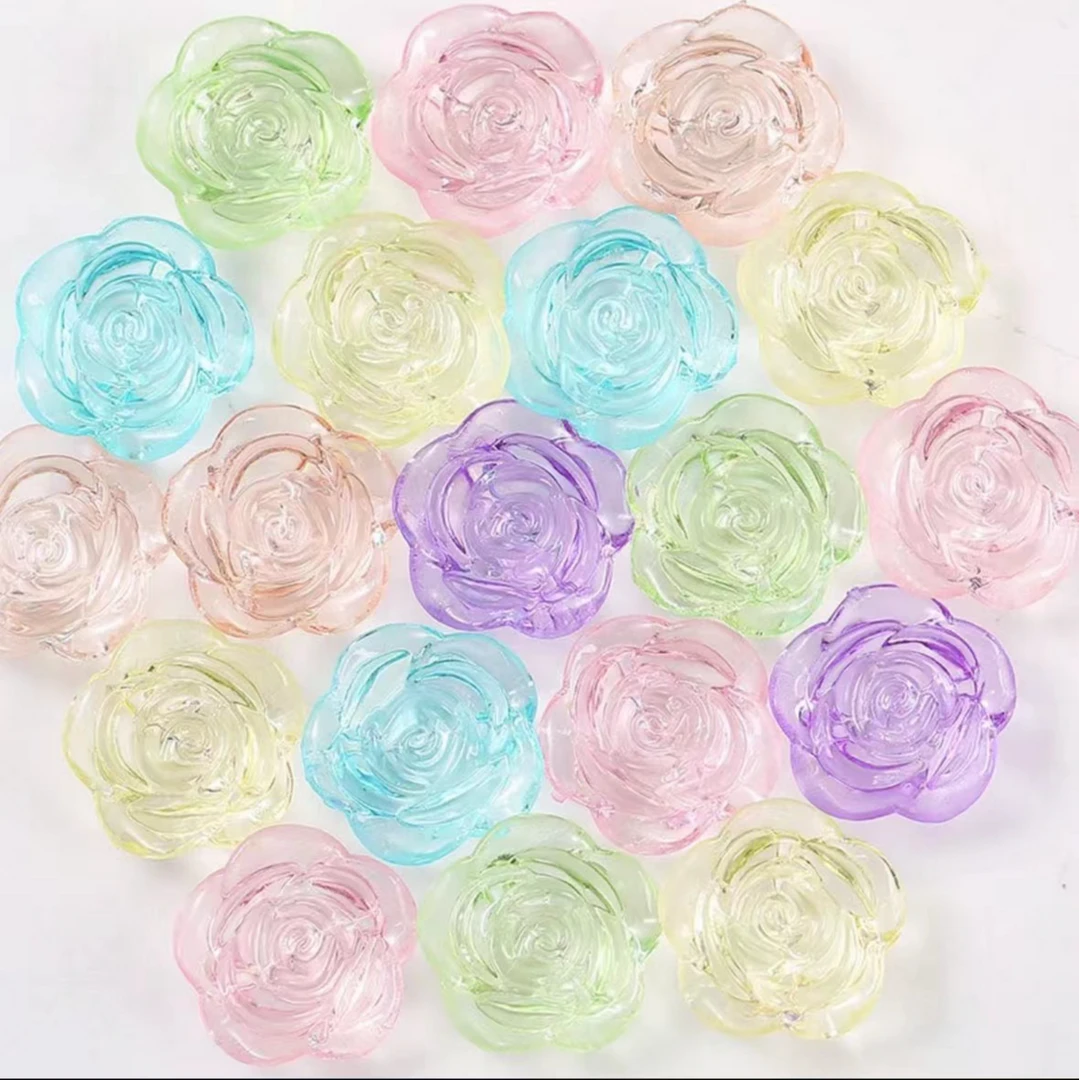【九宫格+对对碰】18mm透明玫瑰花花  手工diy材料配件