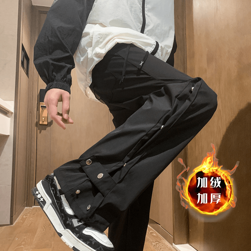 黑色登山冲锋裤女防水防风加绒裤子冬季运动裤宽松直筒休闲工作服