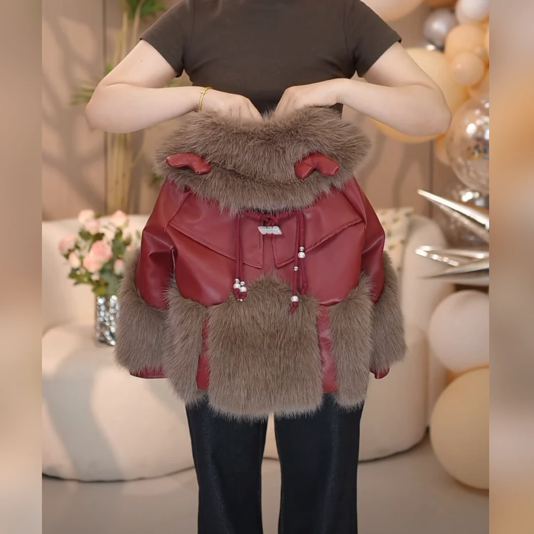 女童时髦加厚仿皮草外套2024新款冬装儿童装加绒上衣秋冬季宝宝潮