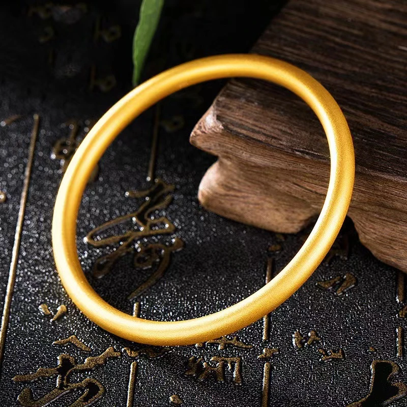 铜合金古法传承素圈实心手镯磨砂时尚百搭经典简约网红素款
