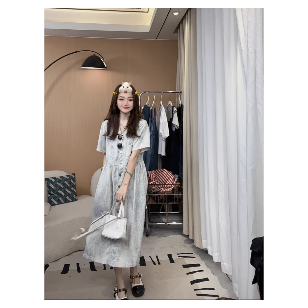 【莱赛尔天丝】减龄宽松显瘦百搭夏季冰凉百搭时尚牛仔连衣裙女2916