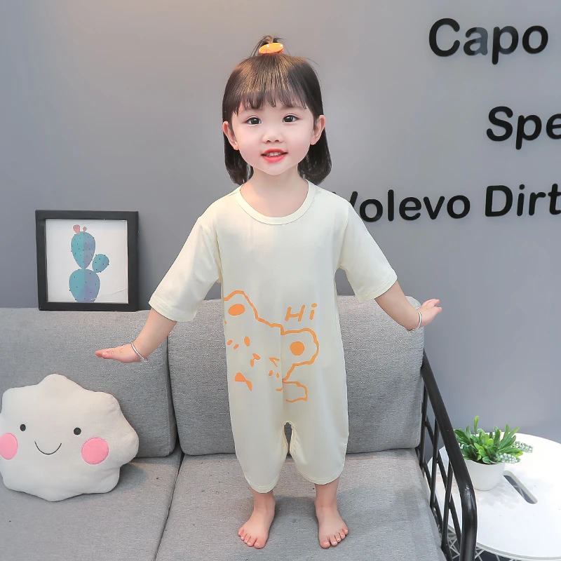 宝宝连体衣莫代尔夏季薄款儿童女童睡衣婴儿男女童防踢睡袋空调服