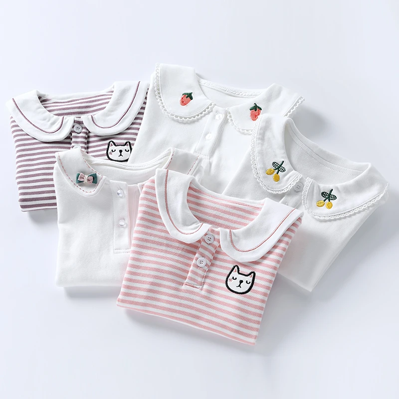 女童打底衫春秋纯棉洋气长袖翻领POLO衫衬衫儿童内搭打底上衣秋装