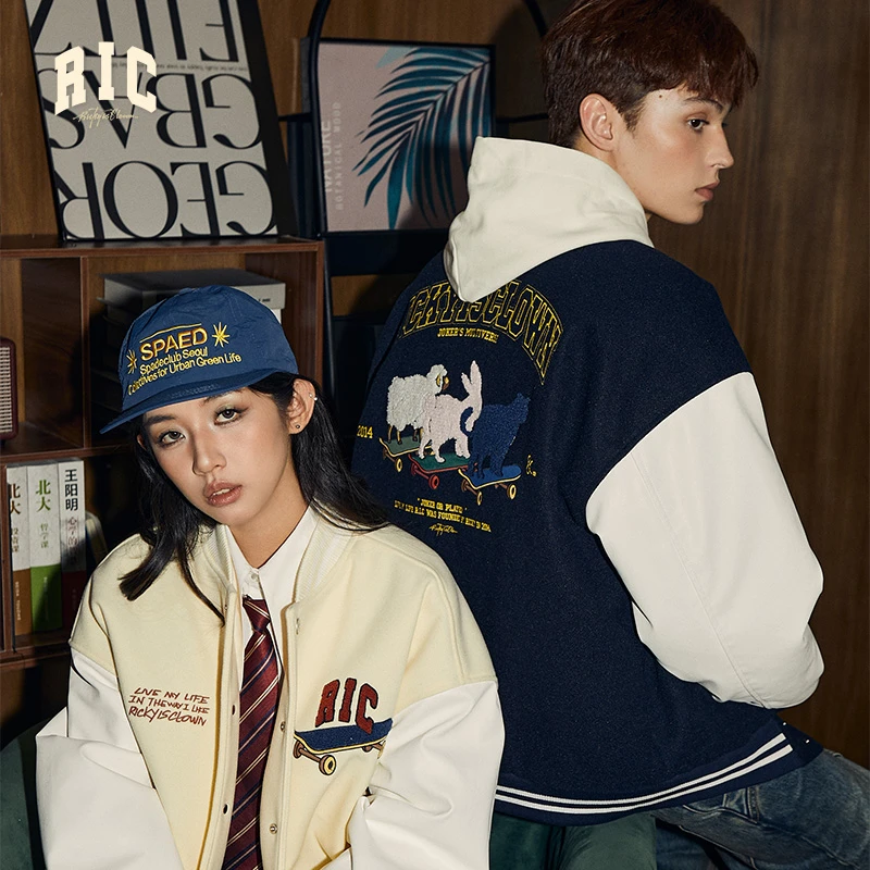 RickyisClown24AW老友记毛巾绣刺绣绣花棒球服棉服学院风