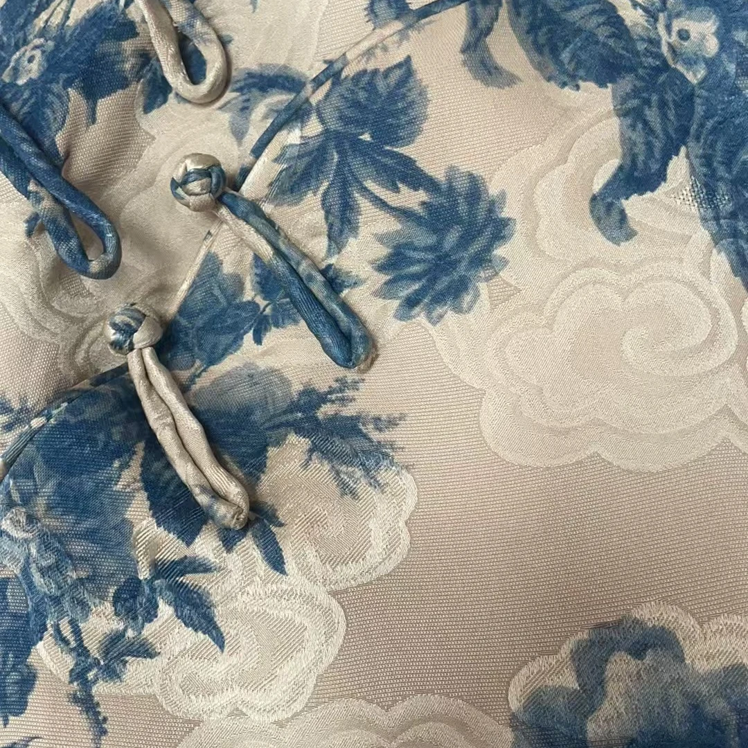 100桑蚕丝花罗红云纱旗袍裙 新中式国风改良旗袍连衣裙24LY368