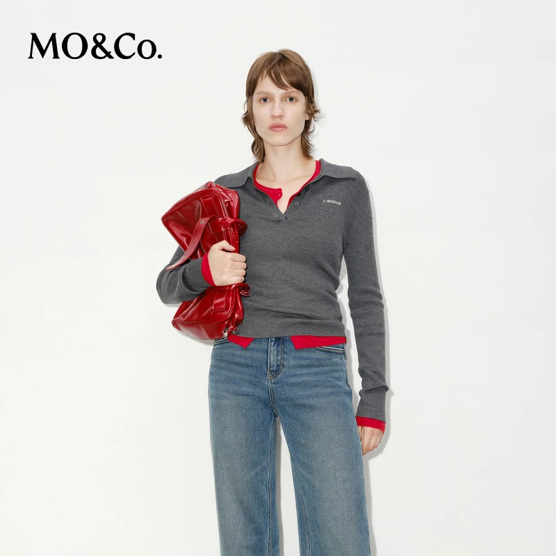 MOCO毛衣针织衫美丽诺绵羊毛冬套头上衣MBD4SWTT13