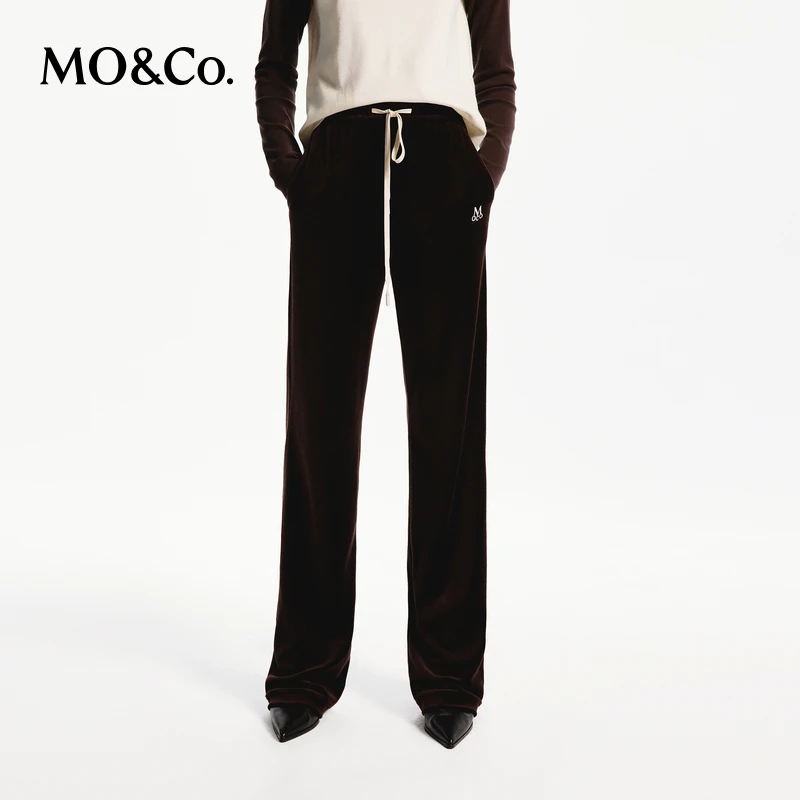 MOCO秋水柔棉宽松长直筒休闲裤MBD3PATT10