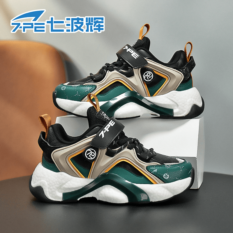 7-PE/七波辉秋冬新款男童鞋防滑中大童运动鞋儿童软底皮面防水