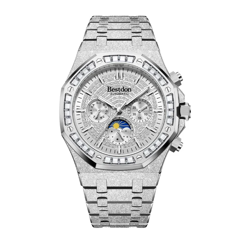 bestdon多功能满钻全自动机械男表防水日历男士手表71153-三