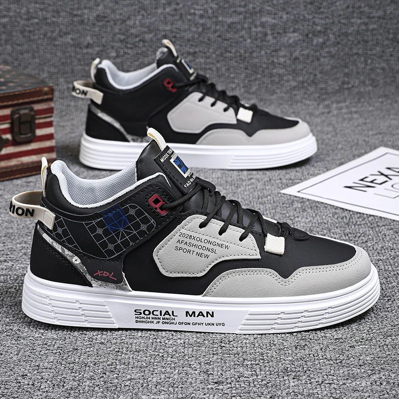 帆布高帮春秋男鞋2023新款冬季男士布鞋运动休闲小白板鞋百搭潮鞋