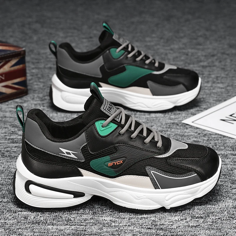 11莆田男鞋夏季透气新款青少年运动休闲跑步网面防臭增高老爹鞋J