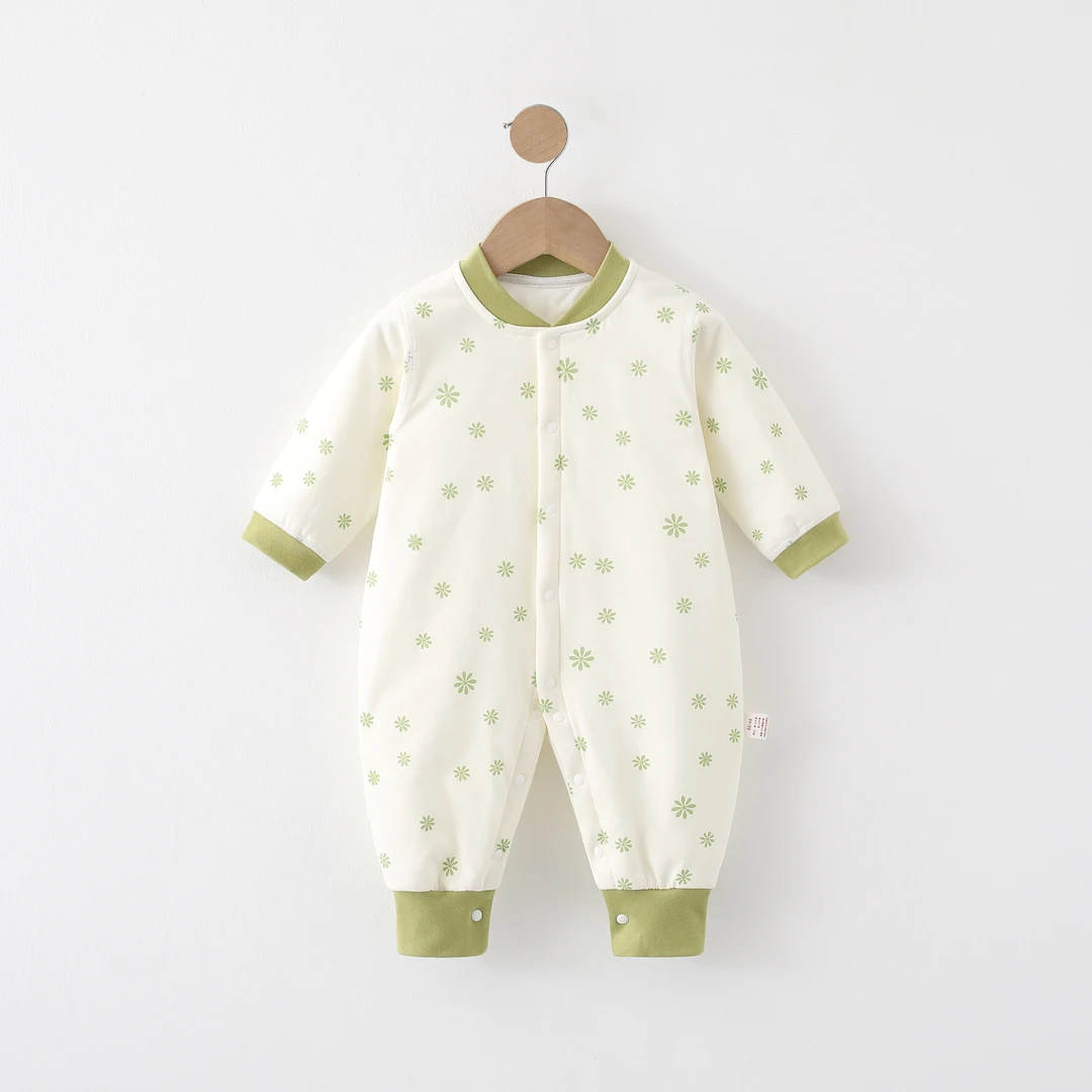 婴儿衣服夹棉春秋薄棉男女宝宝新生儿连体衣新生爬服纯棉长袖保暖
