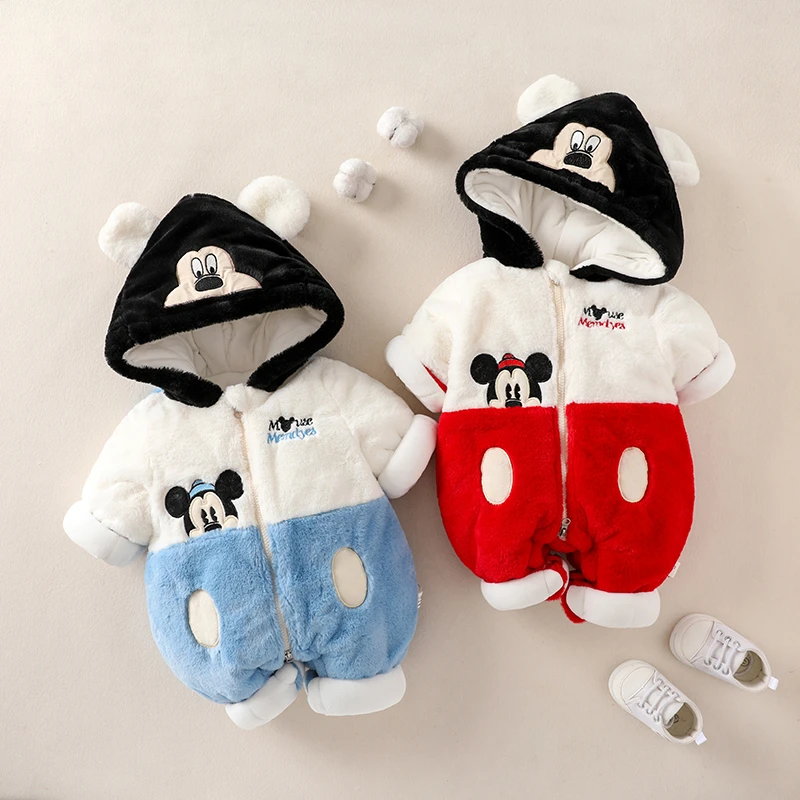 宝宝棉服冬季加厚外出婴幼儿毛毛连体衣连帽加厚哈衣爬服连身衣
