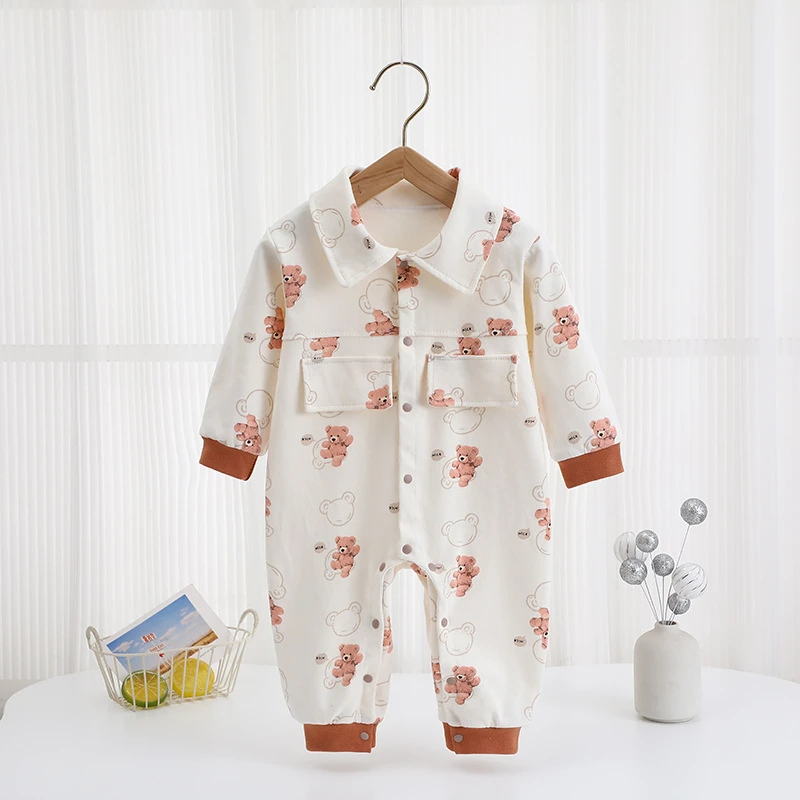 春秋婴儿薄款连体衣幼儿长袖保暖哈衣宝宝爬服新生婴儿家居服秋季