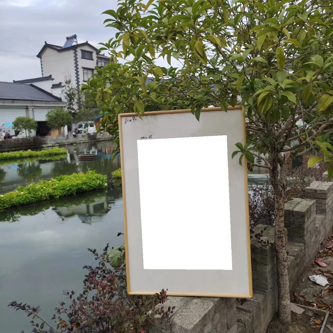 60*90到手两个【黄檀香榫卯框】实木带卡纸国画框高端明式细线条