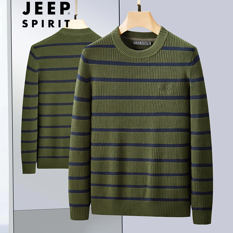 JEEP吉普冬季毛衣男士针织衫男中青年户外保暖休闲宽松大码男装