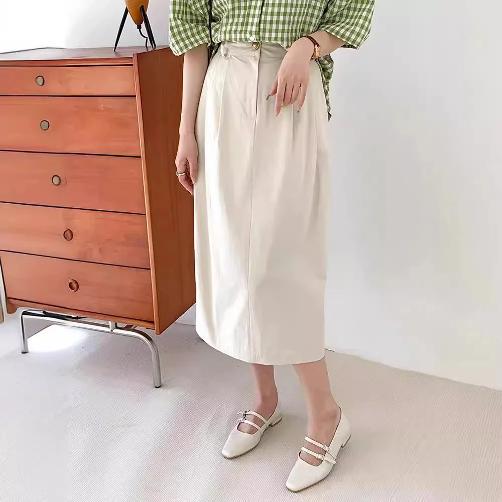 韩单 EG* 早秋休闲通勤百搭直筒女士工装半身裙