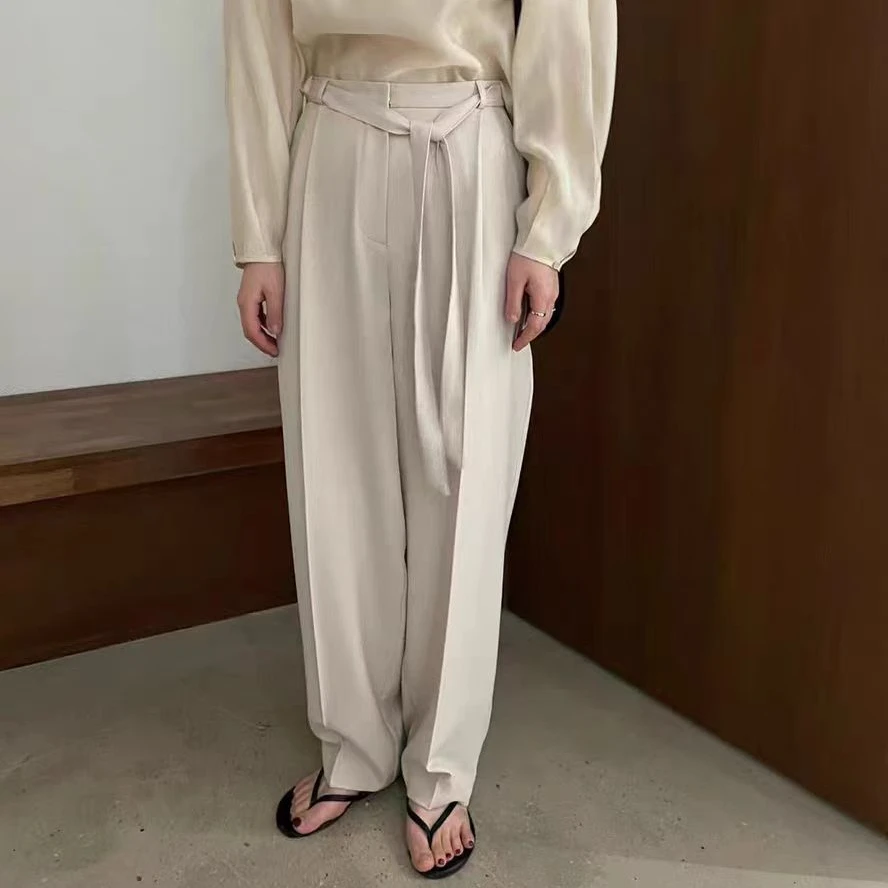 韩单 春夏款褶皱宽松薄款休闲裤西装裤显瘦气质