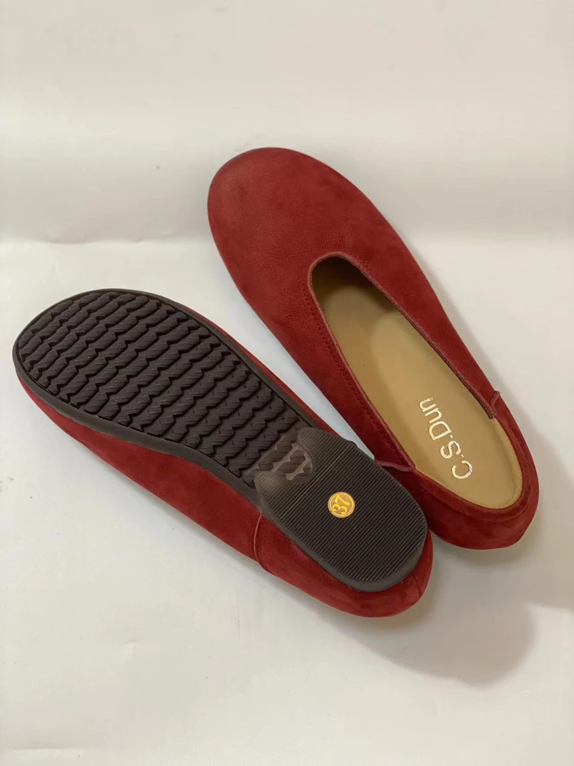 【慧丽心选】2024新款舒适软底复古休闲风圆头一脚蹬浅口平底鞋1388