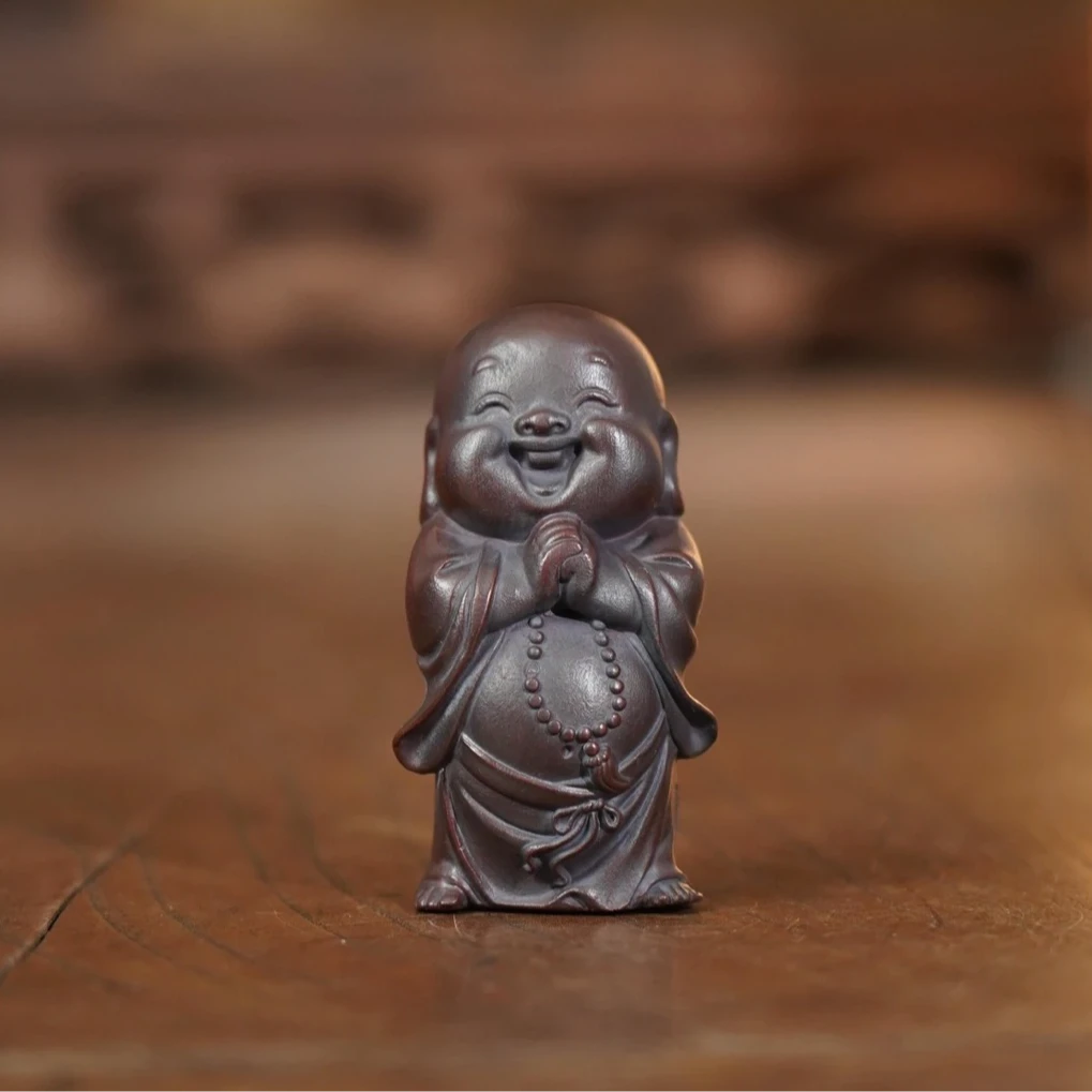 宜兴紫砂茶宠石红祈福和尚