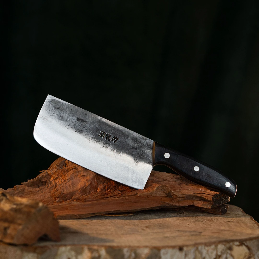 周家刀非遗夹钢手工锻打圆头小菜切女士切片刀