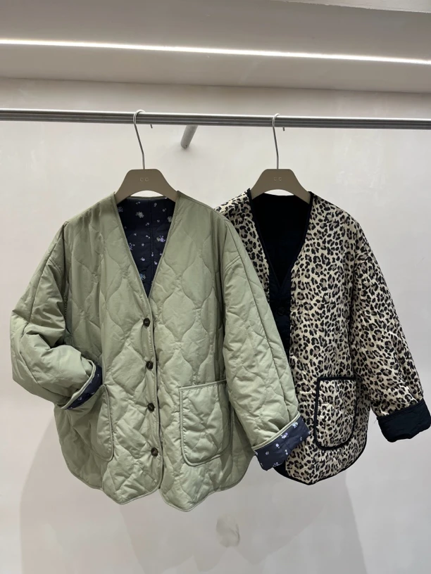 韩版新款两穿豹纹棉服外套休闲洋气时尚百搭宽松12362