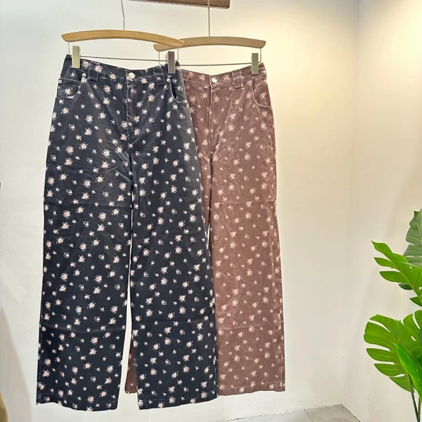 韩版新款碎花直筒裤休闲宽松洋气时尚潮流百搭