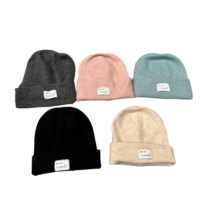 2024新款东大门贴标针织毛线帽子女秋冬季纯色显脸小保暖堆堆帽