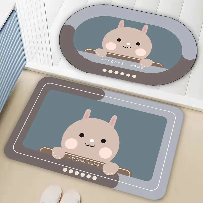天禧星新款卡通软硅藻泥浴室厨房卫生间简约防滑地垫吸水脚垫