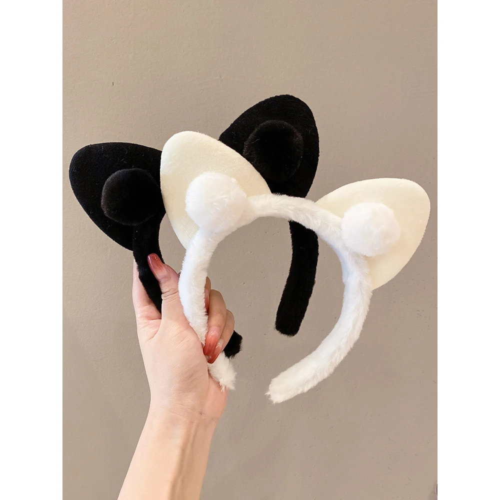 猫耳朵毛绒发捆头窟发箍女款2023新款女洗脸专用发卡头饰可爱头箍