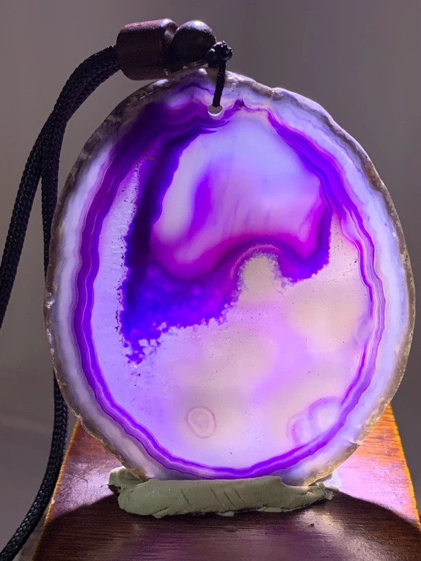 巴西玛瑙原石切片吊坠紫色国风正品珠宝1611尺寸70/55/5mm