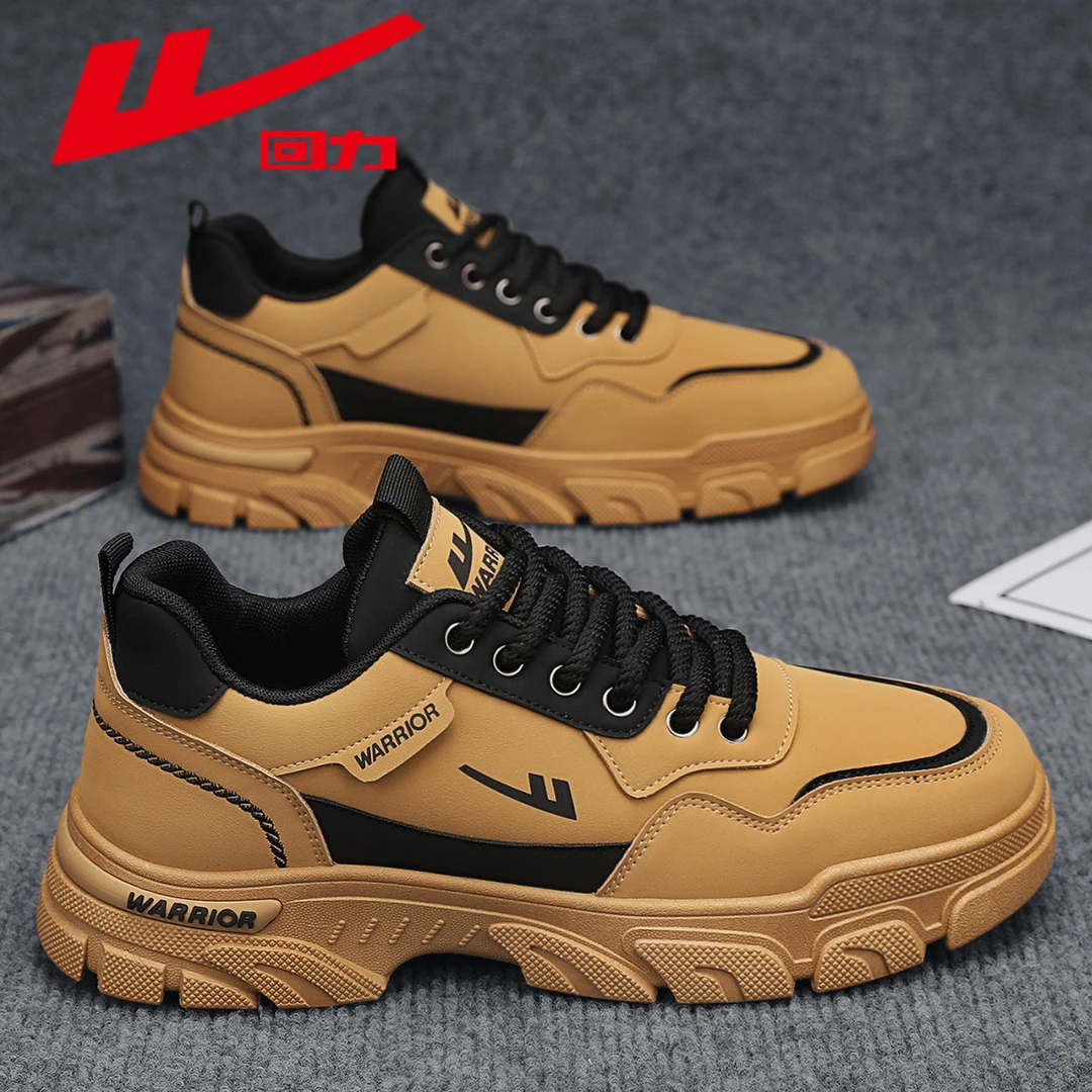 回力秋季新款休闲板鞋男士时尚百搭爆款潮鞋厚底防滑工装鞋马丁靴