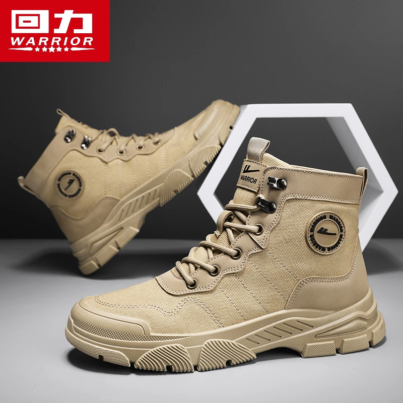 【清仓特价】回力马丁靴帆布工装鞋2023新款男鞋休闲高帮百搭潮鞋