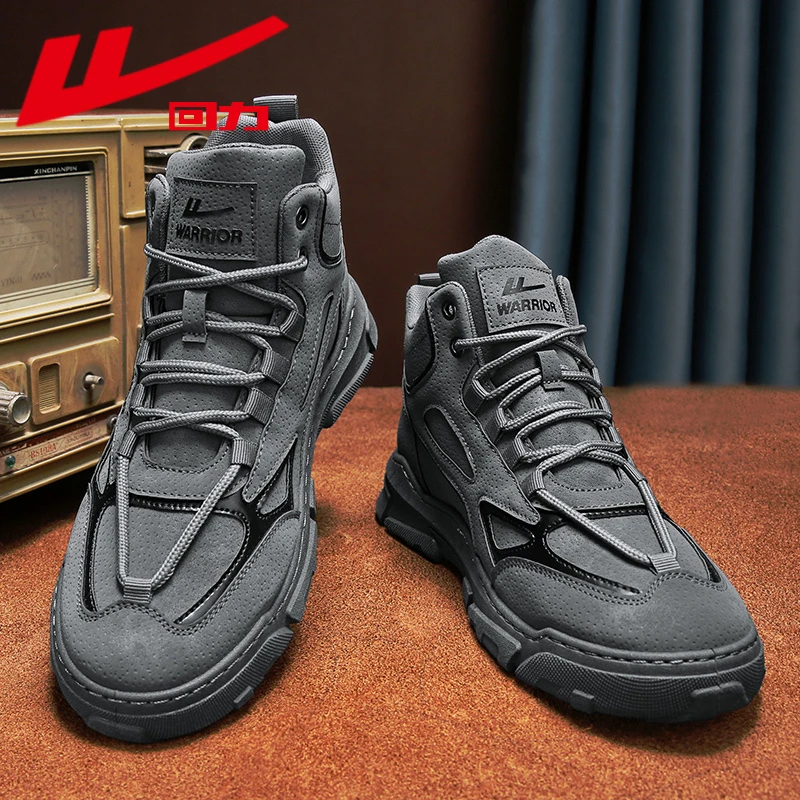 【工厂】回力男鞋冬季新款潮流高帮工装鞋男厚底休闲运动劳保鞋FD