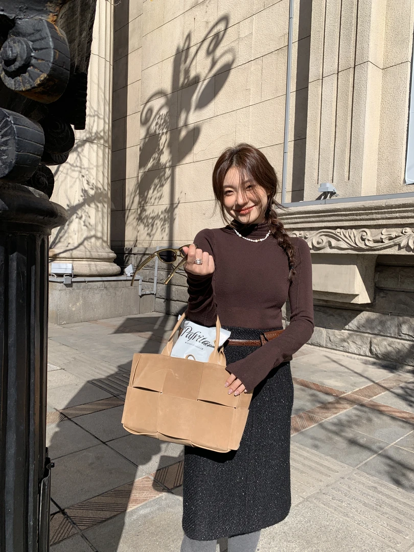 MINJA秋冬季纯羊毛针织纯色高领百搭内搭长袖套头毛衣2386173