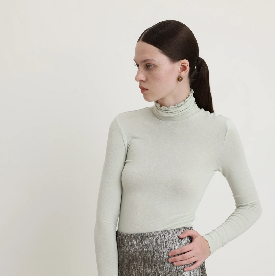 MINJA秋冬季设计师软糯简约套头长袖高领针织打底上衣2386055