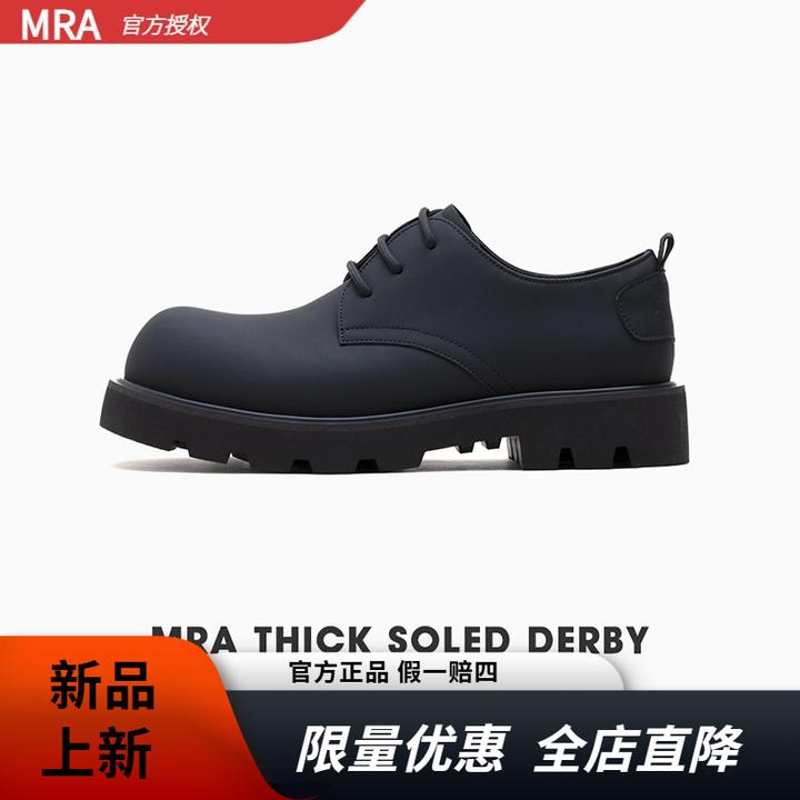 MRA情侣款春季圆头米奇德比鞋工装大头鞋男鞋通勤厚底休闲皮鞋