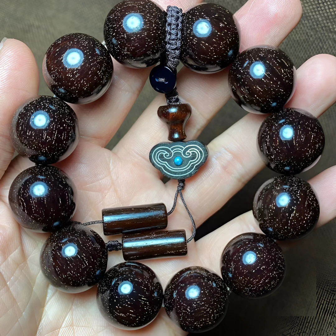 印度小叶紫檀20爆满金星毕业级别檀香紫檀高油高密盘玩佳品手串