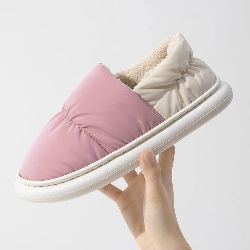 棉拖鞋女秋冬季居家室内防滑月子鞋情侣保暖毛毛绒防水包跟棉鞋男