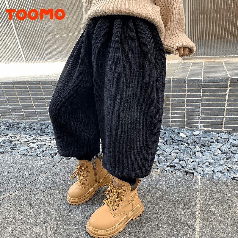 男童裤子加厚一体绒灯芯绒运动裤春秋冬装2023新款儿童冬季